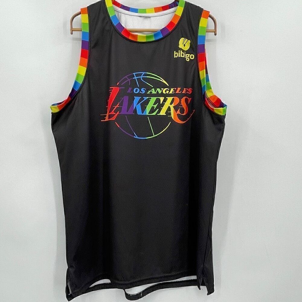 Los Angeles Lakers Multicolor Rainbow Bibigo Pride 1 Jersey Tank Top Size L/XL